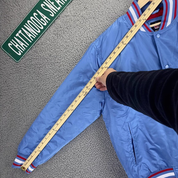NFL Jackets Mens Medium Tennessee Huston Oilers Football Varsity Letterman Snap - Picture 6 of 11